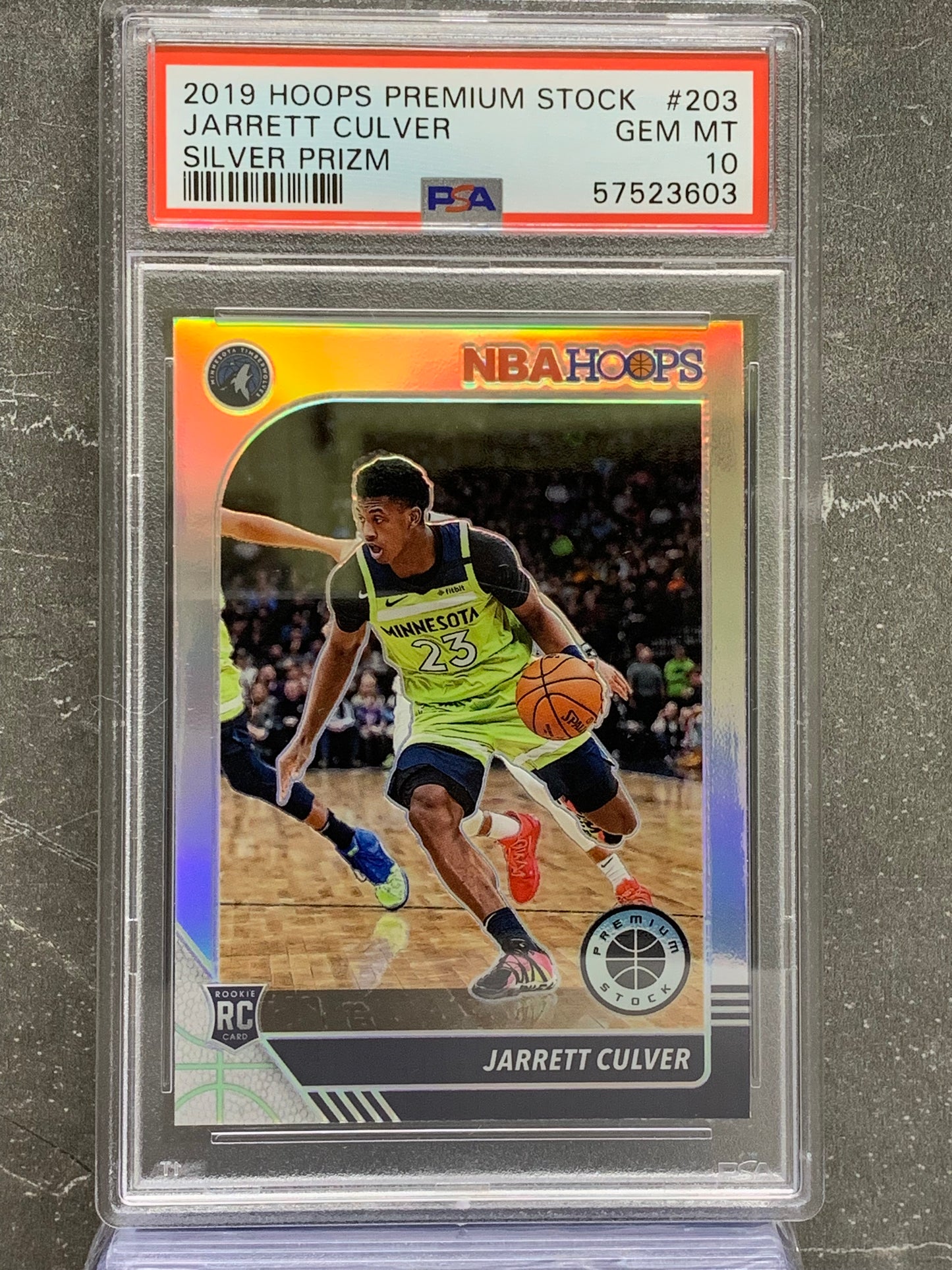 2019-20 Hoops Premium Stock Prizms Silver  #203 Jarrett Culver  Minnesota Timberwolves Gem Mint 10