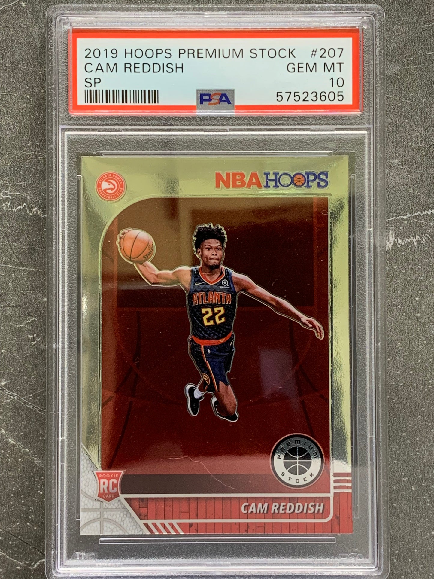 2019-20 Hoops Premium Stock #207 Cam Reddish RC SP Atlanta Hawks Gem Mint 10