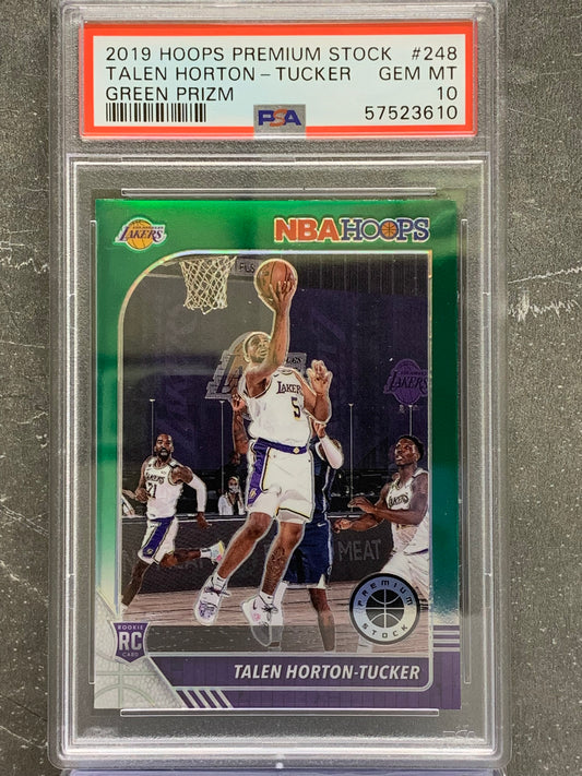 2019-20 Hoops Premium Stock Prizms Green #248 Talen Horton-Tucker  Los Angeles Lakers Gem Mint 10