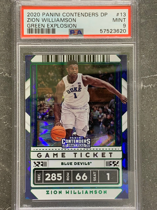 2020-21 Panini Contenders Draft Picks Variations Game Ticket Green Explosion #13 Zion Williamson