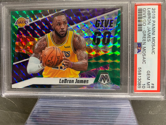 2019-20 Panini Mosaic Give and Go Mosaic Green #8 LeBron James Los Angeles Lakers