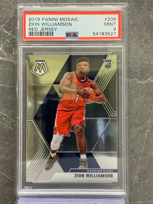 2019-20 Panini Mosaic Rookie Variations #209 Zion Williamson New Orleans Pelicans Mint 9  Red Jersey