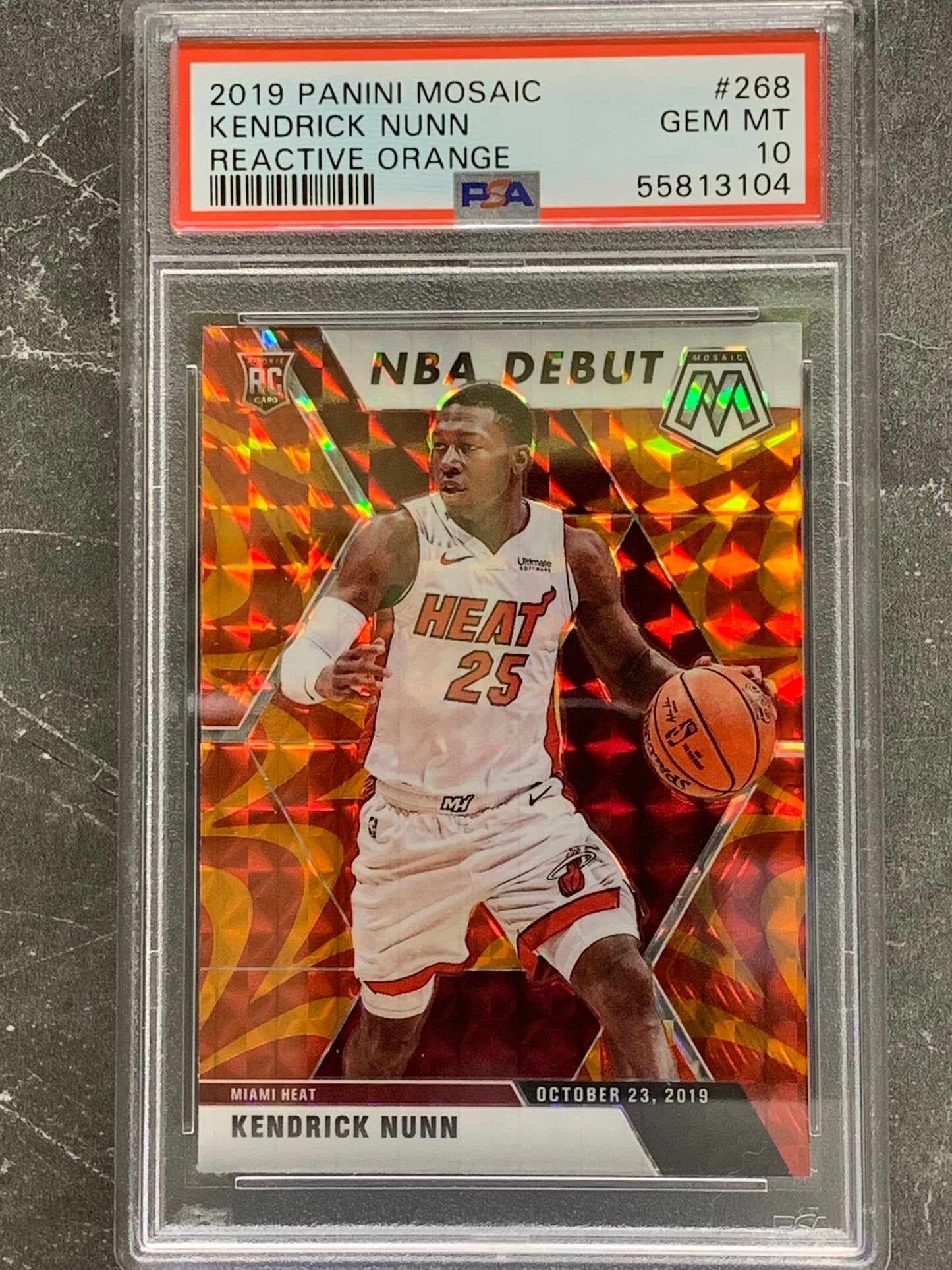 2019-20 Panini Mosaic Mosaic Orange Reactive #268 Kendrick Nunn Miami Heat Gem Mint 10