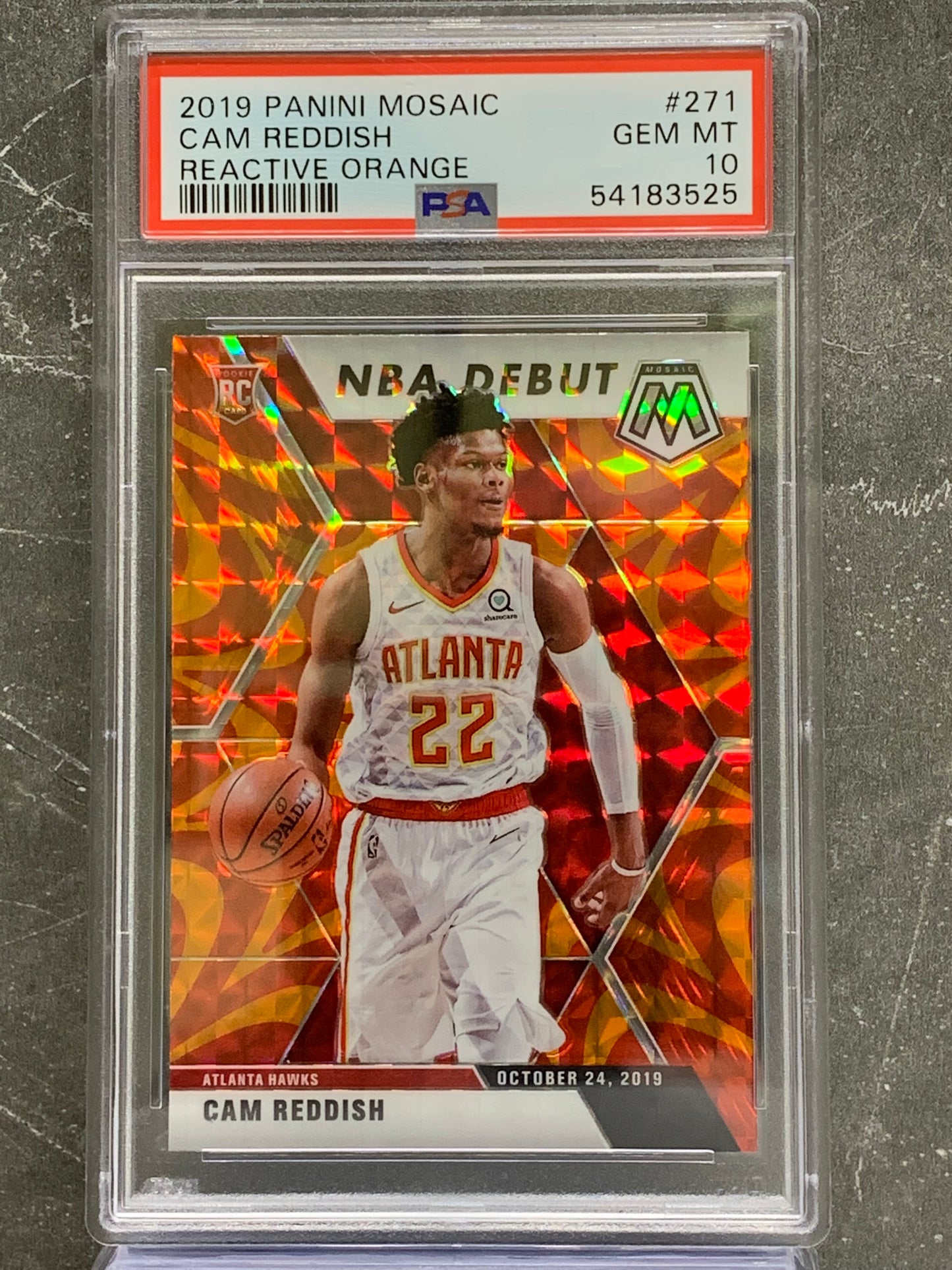 2019-20 Panini Mosaic Mosaic Orange Reactive #271 Cam Reddish Atlanta Hawks Gem Mint 10