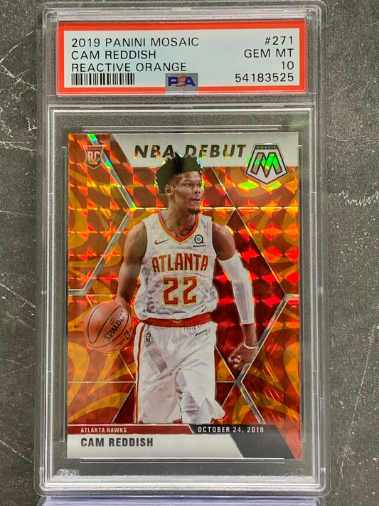 2019-20 Panini Mosaic Mosaic Orange Reactive #271 Cam Reddish Atlanta Hawks Gem Mint 10